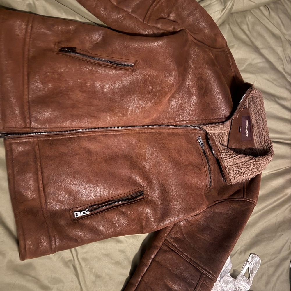 Men's Brown Shearling Bomber Jacket